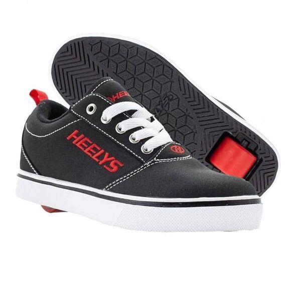 Heelys Pro 20 Size 4 Boys Black Red Wheeled Heel Sneaker Shoes - Picture 1 of 9